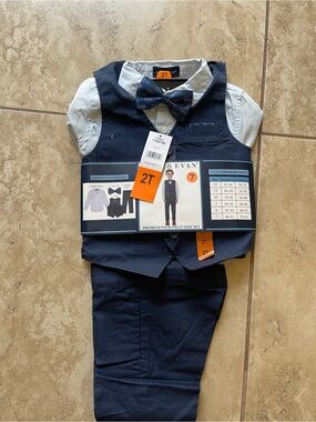 Andy & Evan Navy Blue Vest, Pants & Bow Tie Set
